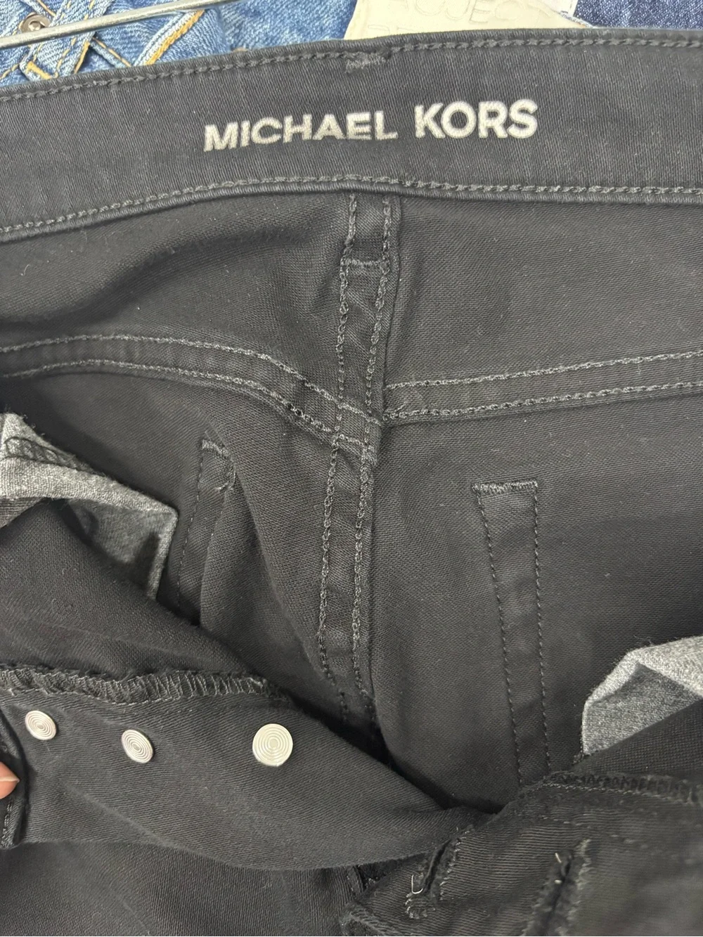 Michael Kors Black Slim Straight Women's Jeans with Exposed Button Fly